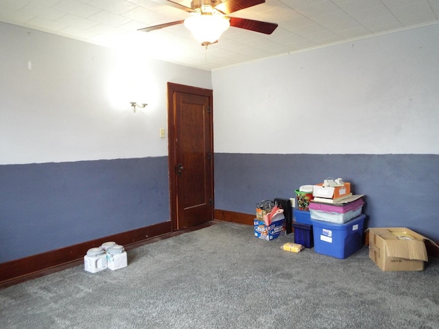410 S Franklin Ave, Polo, IL 61064 - rec room with carpet flooring and a ceiling fan