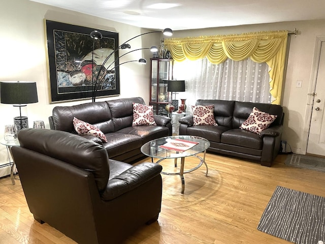 living area with wood finished floors