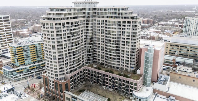 view of building exterior featuring a city view