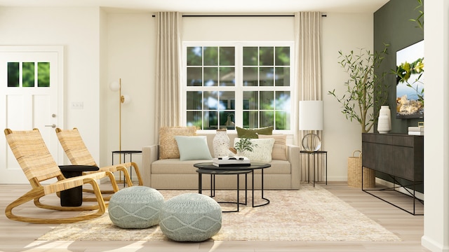 sitting room with wood finished floors