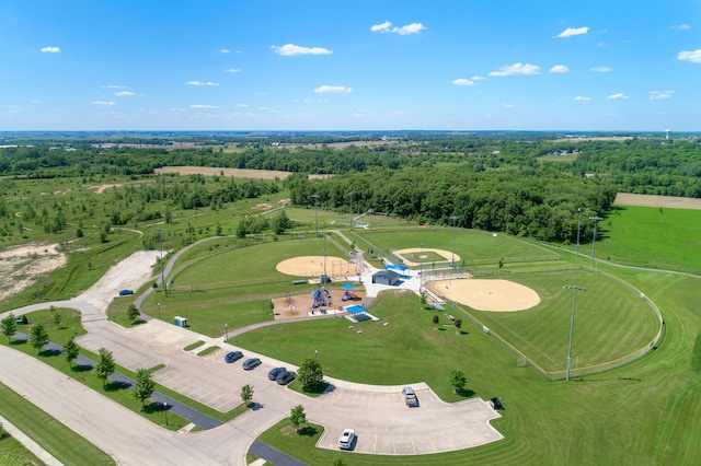 aerial view featuring a forest view