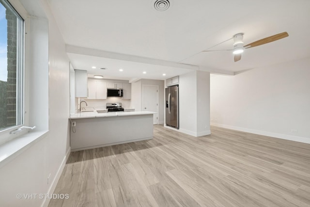 7202 Oak Ave Unit 1Ne, River Forest, IL 60305 - kitchen featuring appliances with stainless steel finishes, a sink, open floor plan, baseboards, and recessed lighting