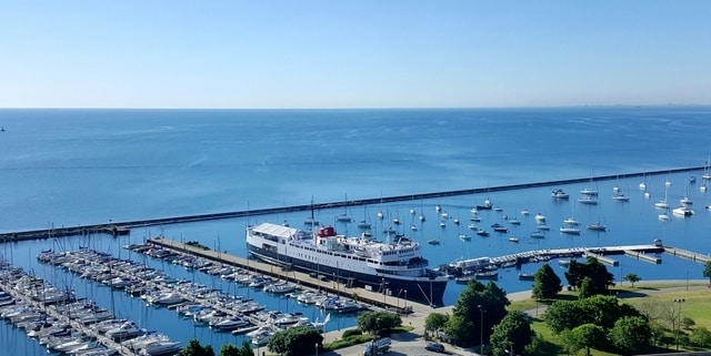 195 N Harbor Dr Unit 207, Chicago, IL 60601 - birds eye view of property featuring a water view