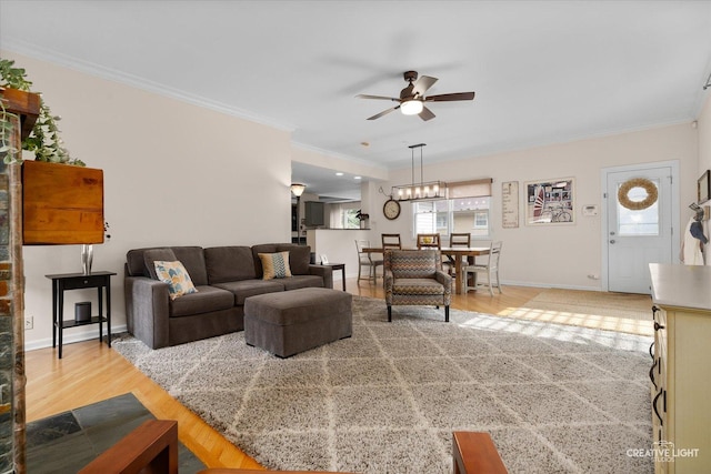 432 S Cherry St, Itasca, IL 60143 - living area with ceiling fan, crown molding, and light wood-style flooring