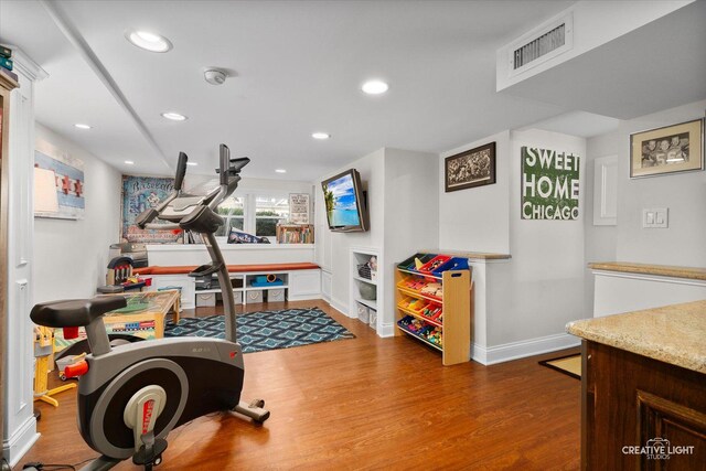 432 S Cherry St, Itasca, IL 60143 - workout area with wood finished floors and recessed lighting