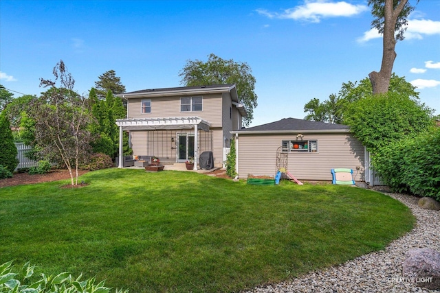 432 S Cherry St, Itasca, IL 60143 - back of property with a pergola, a lawn, and a patio area