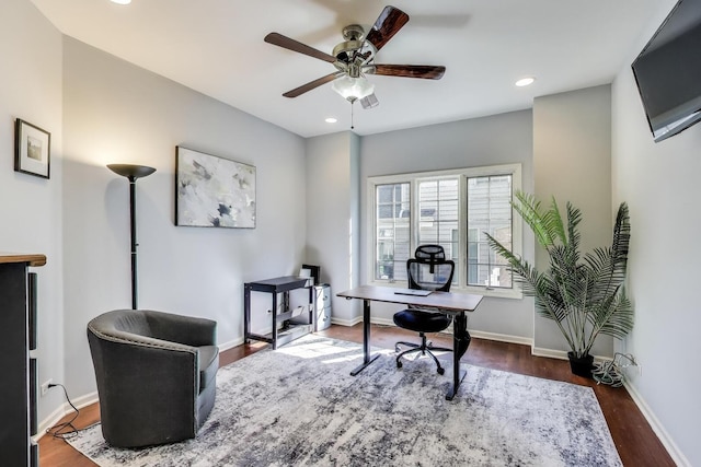 1056 W Willow St, Palatine, IL 60067 - office space featuring ceiling fan, recessed lighting, wood finished floors, and baseboards