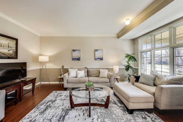 1056 W Willow St, Palatine, IL 60067 - living area featuring baseboards, ornamental molding, and wood finished floors