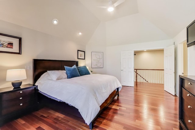 1056 W Willow St, Palatine, IL 60067 - bedroom with vaulted ceiling, a ceiling fan, and wood finished floors