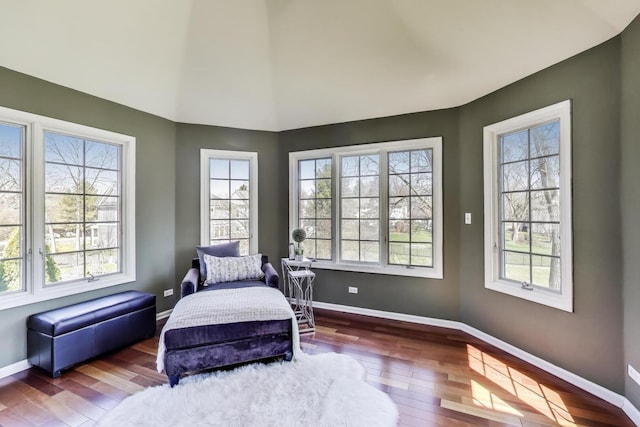1056 W Willow St, Palatine, IL 60067 - living area featuring baseboards, hardwood / wood-style flooring, and lofted ceiling