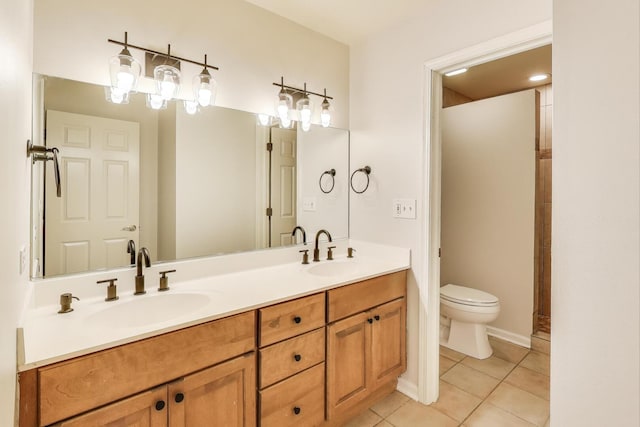 1056 W Willow St, Palatine, IL 60067 - full bath featuring tile patterned flooring, double vanity, a sink, and toilet