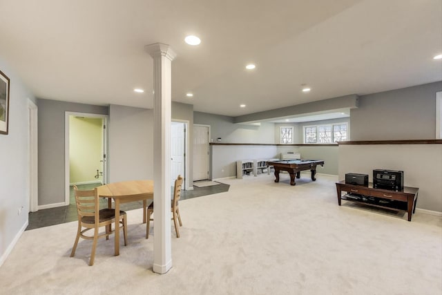1056 W Willow St, Palatine, IL 60067 - recreation room with carpet floors, baseboards, recessed lighting, and pool table