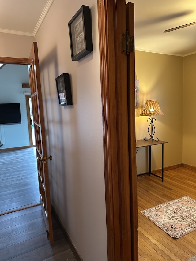 6724 W 114th St, Worth, IL 60482 - hall with hardwood / wood-style floors, ornamental molding, and baseboards