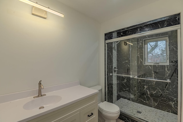 1131 S Ridgeland Ave, Oak Park, IL 60304 - bathroom featuring a marble finish shower, toilet, and vanity