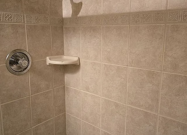 details with a tile shower