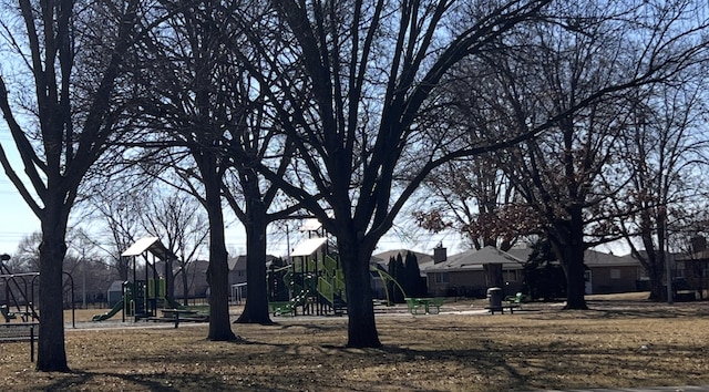 view of yard featuring playground community