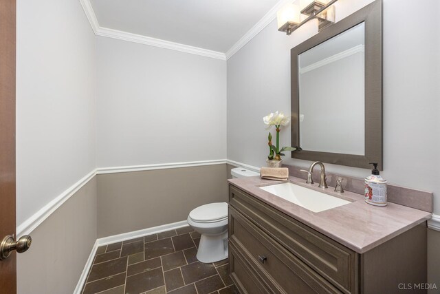 4 Auburn Ln, Barrington Hills, IL 60010 - half bathroom featuring vanity and crown molding