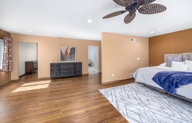 4 Auburn Ln, Barrington Hills, IL 60010 - bedroom featuring ceiling fan, wood finished floors, and recessed lighting
