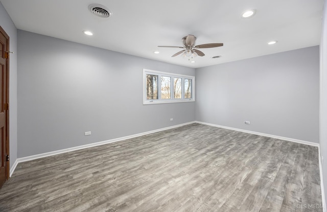 4 Auburn Ln, Barrington Hills, IL 60010 - unfurnished room featuring a ceiling fan, recessed lighting, and wood finished floors