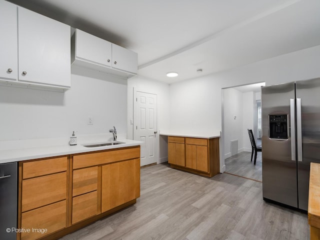 1812 W Erie St, Chicago, IL 60622 - kitchen with a sink, light countertops, and stainless steel fridge