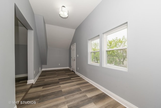 2017 W 68th St, Chicago, IL 60636 - hallway with vaulted ceiling, wood finished floors, and baseboards