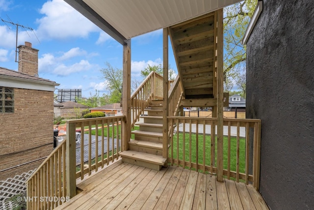 2017 W 68th St, Chicago, IL 60636 - wooden terrace with stairs
