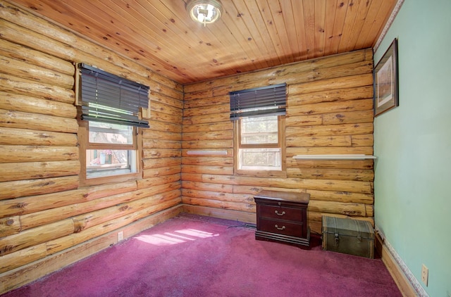 64 Big Musky Circle Ln, Wilmington, IL 60481 - empty room with rustic walls, carpet, wood ceiling, and baseboards