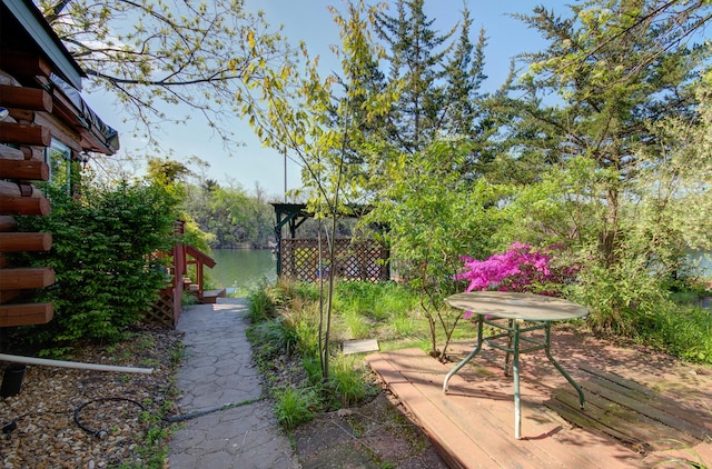 64 Big Musky Circle Ln, Wilmington, IL 60481 - view of yard with a deck with water view
