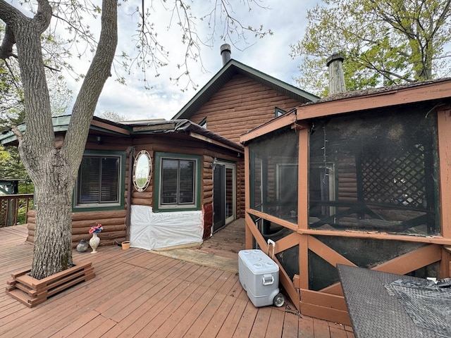 64 Big Musky Circle Ln, Wilmington, IL 60481 - wooden terrace with a sunroom