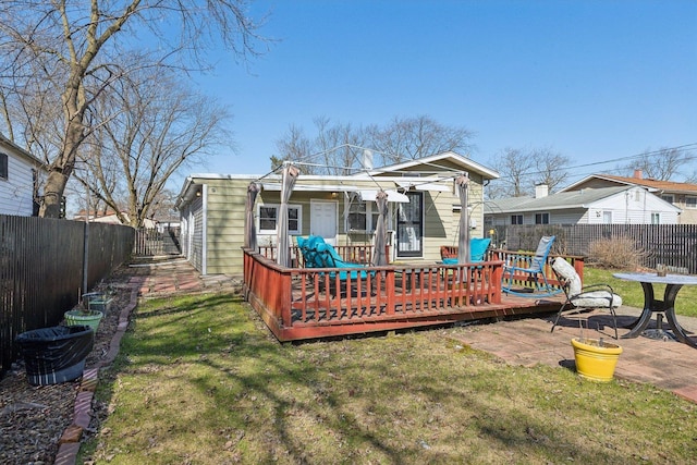 16641 Honore Ave, Markham, IL 60428 - rear view of house with a yard, a fenced backyard, and a deck