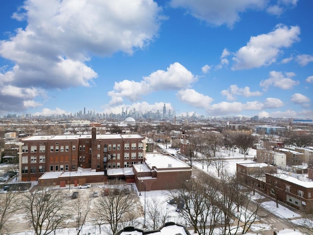 drone / aerial view with a city view
