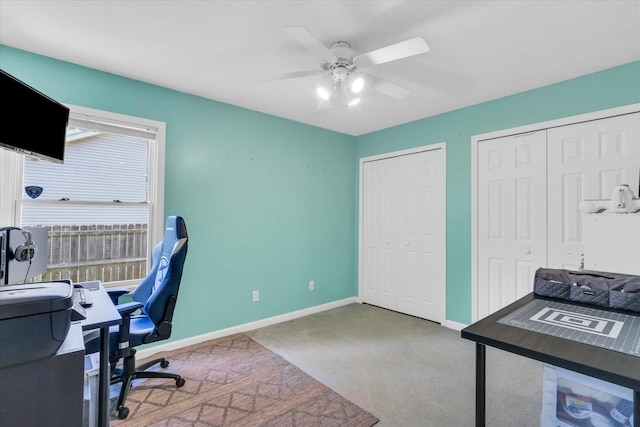 2203 E Pennsylvania Ave, Urbana, IL 61802 - carpeted office featuring ceiling fan and baseboards