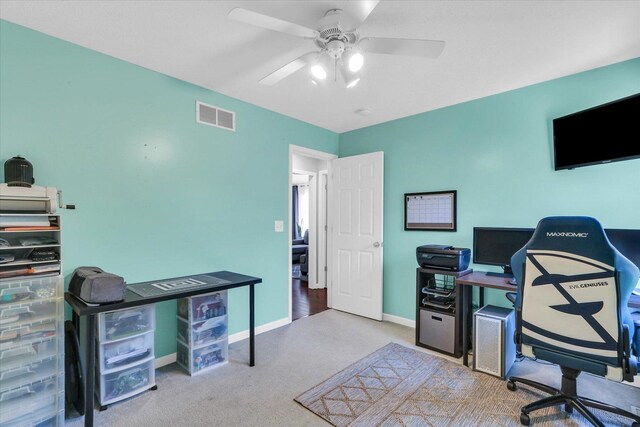 2203 E Pennsylvania Ave, Urbana, IL 61802 - office area with carpet floors, a ceiling fan, and baseboards