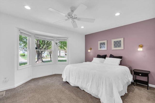 2203 E Pennsylvania Ave, Urbana, IL 61802 - carpeted bedroom with recessed lighting, baseboards, and a ceiling fan