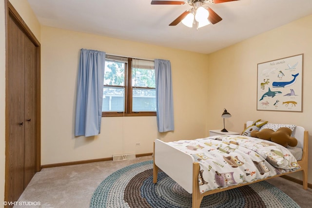 25W704 Jewell Rd, Wheaton, IL 60187 - bedroom featuring carpet, a closet, and ceiling fan