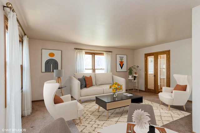 25W704 Jewell Rd, Wheaton, IL 60187 - living room with light carpet and french doors