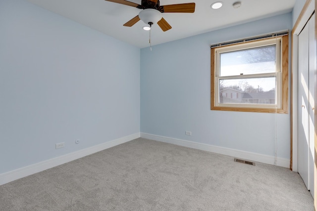 1165 Mayfield Ln, Hoffman Estates, IL 60169 - unfurnished room with a ceiling fan, baseboards, visible vents, recessed lighting, and carpet flooring