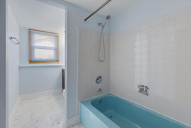1165 Mayfield Ln, Hoffman Estates, IL 60169 - bathroom with baseboards, marble finish floor, and shower / washtub combination