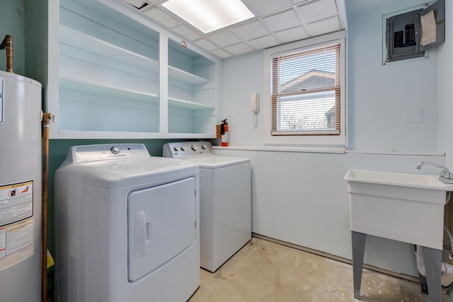 1165 Mayfield Ln, Hoffman Estates, IL 60169 - clothes washing area with washer and dryer, laundry area, and water heater