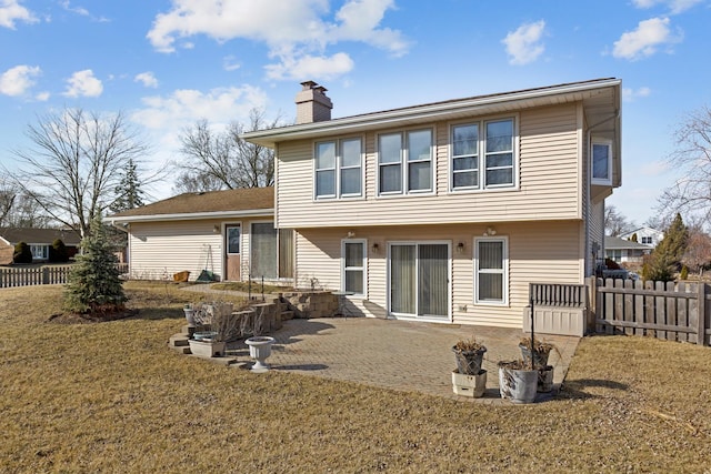 1165 Mayfield Ln, Hoffman Estates, IL 60169 - rear view of property featuring a yard, a patio, a chimney, and fence