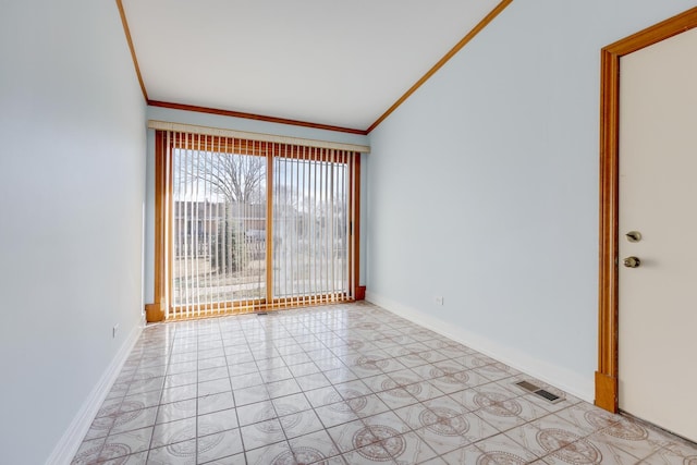 1165 Mayfield Ln, Hoffman Estates, IL 60169 - unfurnished room featuring crown molding, light tile patterned floors, baseboards, and visible vents