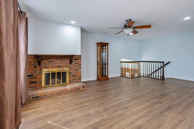 1165 Mayfield Ln, Hoffman Estates, IL 60169 - unfurnished living room with ceiling fan, baseboards, wood finished floors, and recessed lighting