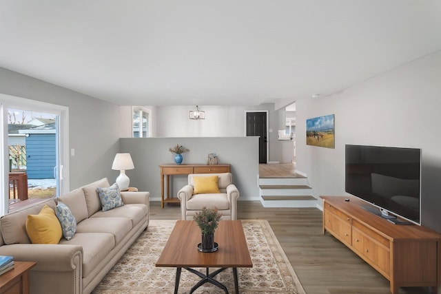 15439 Cherry St, South Holland, IL 60473 - living room featuring light wood-style floors, baseboards, and stairway