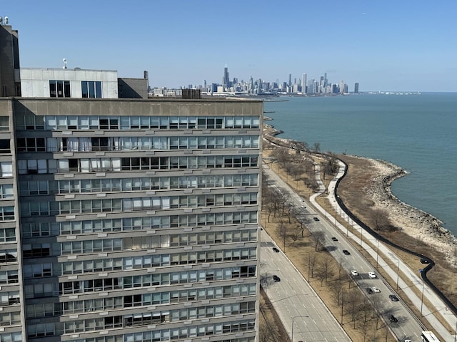 exterior space with a view of city and a water view