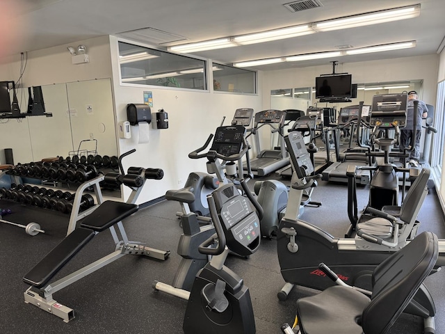 workout area with visible vents