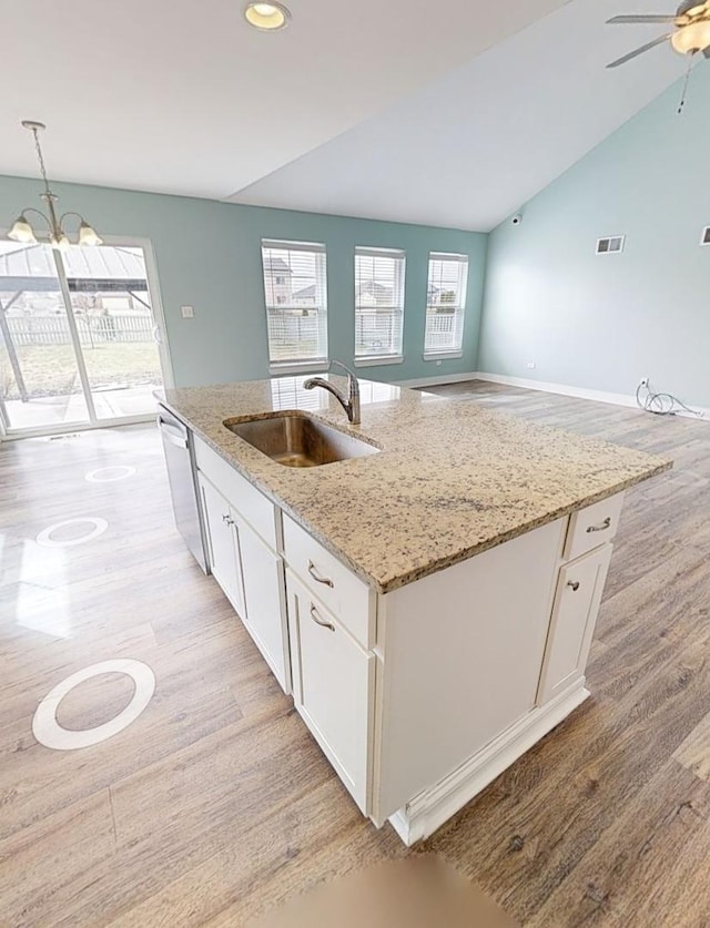 6156 Stone Pathway, Bourbonnais, IL 60914 - kitchen featuring an inviting chandelier, a sink, stainless steel appliances, baseboards, and visible vents