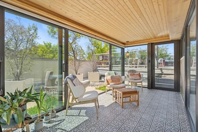 1825 W Wabansia Ave, Chicago, IL 60622 - sunroom with floor to ceiling windows and wooden ceiling