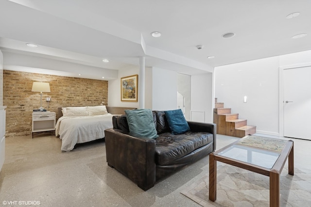 1825 W Wabansia Ave, Chicago, IL 60622 - bedroom featuring brick wall and recessed lighting