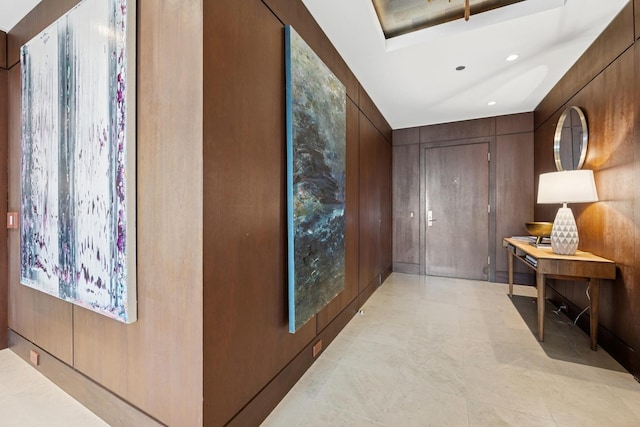 hallway with recessed lighting