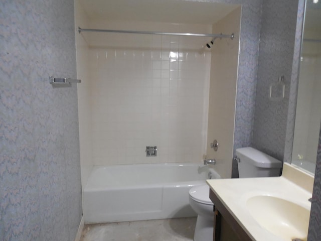 900 W Sunset Dr Unit 505, Glenwood, IL 60425 - bathroom featuring vanity, toilet, washtub / shower combination, and wallpapered walls